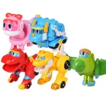 9pcs/set ABS Min Gogo Dino Deformation Robot to Dinosaur Toy Action Figures Transformation Car Airplane Motorboat Crane toys - Image 2