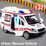 1:32 Mini Car Decoration Die Cast Ambulance Fire Truck Police Car Model Urban Rescue Vehicle Toys Collection For Children Gifts