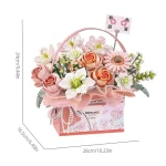 Eternal Pink Purple Rose Building Blocks Portable Bouquet Set With Storage Box DIY Floral Model For Kids Gifts And Home Ornament - Image 3