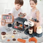 Coffee Machine 3 In 1 Toy Set Kitchen Toys Simulation Food Bread Coffee Cake Pretend Play Shopping Cash Register Toys For Kids - Image 4