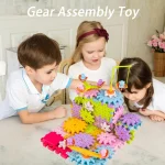 Gear Rail Car Kids Electric Gear Building Toy Set Motorized Spinning Gears Big Building Blocks STEM Construction Toy Set Gifts