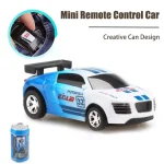Mini Can Mini Cans RC Car Remote Control Racing Vehicle Plastic Battery Operated with Roadblocks Micro Racing Car for Kids Boys