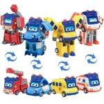 ABS Gogo Bus Transformation Vehicle 3 Changeable Face Expression Action Figures Deformation Ambulance/Police/Fireman Slide Toys - Image 5