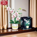 Orchid Flowers Building Blocks Bonsai Plant Model Bricks Bouquet Flower Blocks Creative Romantic Home Decoration Kids Toys Gifts