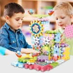 Gear Rail Car Kids Electric Gear Building Toy Set Motorized Spinning Gears Big Building Blocks STEM Construction Toy Set Gifts - Image 6
