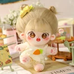 Kawaii Plush Cotton Doll Idol Stuffed Super Star Figure Dolls Blonde Hair Brown Eyes Fat Body Girl Doll Can Change Clothes Gift