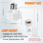 2Pack Light Socket Outlet Adapter with USB Port Porch Light Socket for Use with Smart Bulbs Light Bulb Socket Extender 5V 1.5A - Image 2