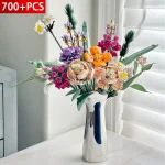 Romantic Rose Flowers 700+PCS Bouquet Building Blocks Creative Home Desk Plant Decoration Assemble Bricks Toys Gifts For Girls