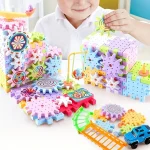 Gear Rail Car Kids Electric Gear Building Toy Set Motorized Spinning Gears Big Building Blocks STEM Construction Toy Set Gifts - Image 4