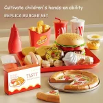 Simulation Food Cooking Toy Set Realistic Your Own Hamburger Pizza Fries With Safe Plastic Knife Ideal Pretend Play Gift For Kid - Image 3