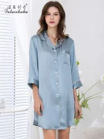16 momme 100% silk night shirts women Elegant nightdress natural silk sleep dress pajamas for women S5906 - Image 4