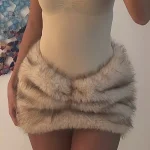 2025 Fall Winter Faux Fur Bodycon Mini Skirts Women Fashion Sexy Low Waist Hipster Furry Night Clubwear Bottoms Streetwear Skirt