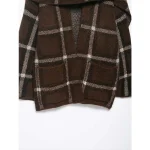 2025 New Women Fashion Plaid Knitted Cardigans Long Sleeve Scarf Collar Sweater Cardigan Autumn Winter New Style Knitwear Coat - Image 6