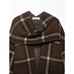 2025 New Women Fashion Plaid Knitted Cardigans Long Sleeve Scarf Collar Sweater Cardigan Autumn Winter New Style Knitwear Coat - Image 5